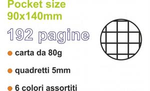 TACCUINO CON ELASTICO 9x14 cm. 96 fg. 80 gr. RIGATURA 5M - WILER