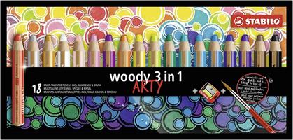 SCATOLA 18 PASTELLI WOODY 3 IN 1 + ARTY - STABILO