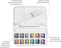 SCATOLA 12 ACQUARELLI COTMAN GODET BRUSH - WINSOR & NEWTON