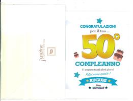 BIGLIETTO BUON COMPLEANNO 50 ANNI 12x18 cm. - AUGURI MANIA