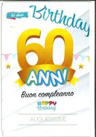 BIGLIETTO BUON COMPLEANNO 60 ANNI 12x18 cm. - AUGURI MANIA