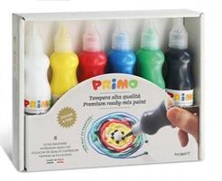SET 6 BOTTIGLIE 75 ml. TEMPERA LIQUIDA COL. ASSORTITI - PRIMO