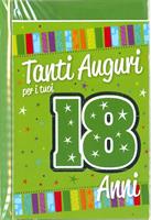 BIGLIETTO 12x18 cm. TANTI AUGURI PER I TUOI 18 ANNI - LINA