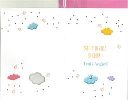 BIGLIETTO 12x18 cm. BUON COMPLEANNO A RILIEVO - LINA