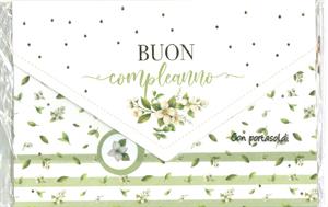 BIGLIETTO BUON COMPLEANNO CON PORTASOLDI CHIUSURA ADESIVO - LINA