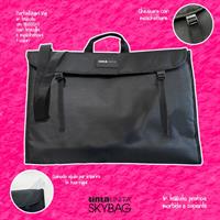 VALIGETTA CON TRACOLLA IN TESSUTO 53,5x38x9 cm. COL. NERO-TINTAUNITA