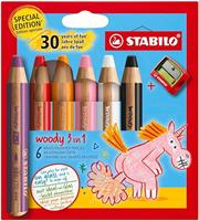 SCATOLA 6 PASTELLI WOODY 3 IN 1 + ARTY - STABILO