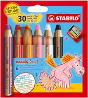 SCATOLA 6 PASTELLI WOODY 3 IN 1 + ARTY - STABILO