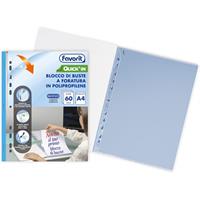 BLOCCO 60 BUSTE PLASTICA A4 PPL FORATE LISCIE - FAVORIT