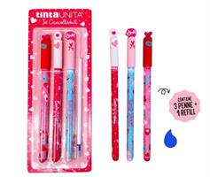 BLISTER 3 PENNE CANCELLINE + REFILL COL. BLU FASHION - TINTAUNITA