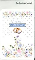 BIGLIETTO 12x18 cm. FELICE MATRIMONIO CON PORTASOLDI - LINA