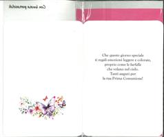 BIGLIETTO 12x18 cm. PRIMA COMUNIONE CON PORTASOLDI - LINA