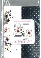 BIGLIETTO 12x18 cm. FELICE ANNIVERSARIO 25 ANNI INSIEME - LINA