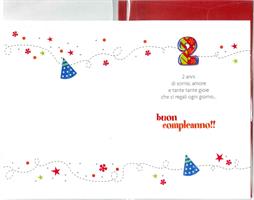 BIGLIETTO 12x18 cm. TANTI AUGURI PER I TUOI 2 ANNI - LINA