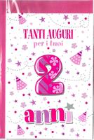BIGLIETTO 12x18 cm. TANTI AUGURI PER I TUOI 2 ANNI - LINA