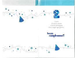 BIGLIETTO 12x18 cm. TANTI AUGURI PER I TUOI 2 ANNI - LINA