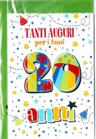 BIGLIETTO 12x18 cm. TANTI AUGURI PER I TUOI 20 ANNI - LINA