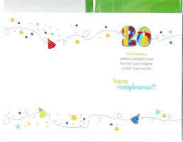 BIGLIETTO 12x18 cm. TANTI AUGURI PER I TUOI 20 ANNI - LINA