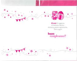 BIGLIETTO 12x18 cm. TANTI AUGURI PER TUOI 50 ANNI - LINA