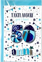 BIGLIETTO 12x18 cm. TANTI AUGURI PER I TUOI 50 ANNI - LINA