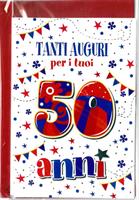BIGLIETTO 12x18 cm. TANTI AUGURI PER I TUOI 50 ANNI - LINA
