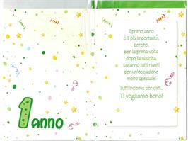BIGLIETTO 12x18 cm. PER IL TUO 1° COMPLEANNO - LINA