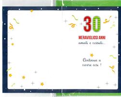 BIGLIETTO 12x18 cm. TANTI AUGURI 30 ANNI - LINA