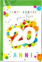 BIGLIETTO 12x18 cm. TANTI AUGURI PER I TUOI 20 ANNI - LINA