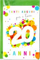 BIGLIETTO 12x18 cm. TANTI AUGURI PER I TUOI 20 ANNI - LINA
