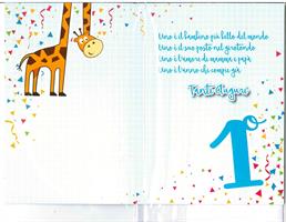 BIGLIETTO 12x18 cm. PER IL TUO 1° COMPLEANNO - LINA