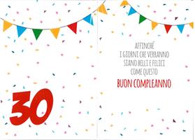 BIGLIETTO 12x18 cm. A RILIEVO TANTI AUGURI PER I TUOI 30 ANNI - LINA