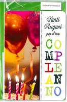 BIGLIETTO 12x18 cm. CON BUSTA PORTASOLDI BUON COMPLEANNO - LINA