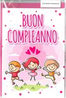 BIGLIETTO 12x18 cm. CON BUSTA PORTASOLDI BUON COMPLEANNO - LINA