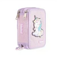 ASTUCCIO 3 ZIP UNICORN COL. LILLA - COLOURBOOK