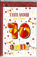 BIGLIETTO 12x18 cm. TANTI AUGURI PER TUOI 70 ANNI - LINA