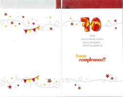 BIGLIETTO 12x18 cm. TANTI AUGURI PER TUOI 70 ANNI - LINA